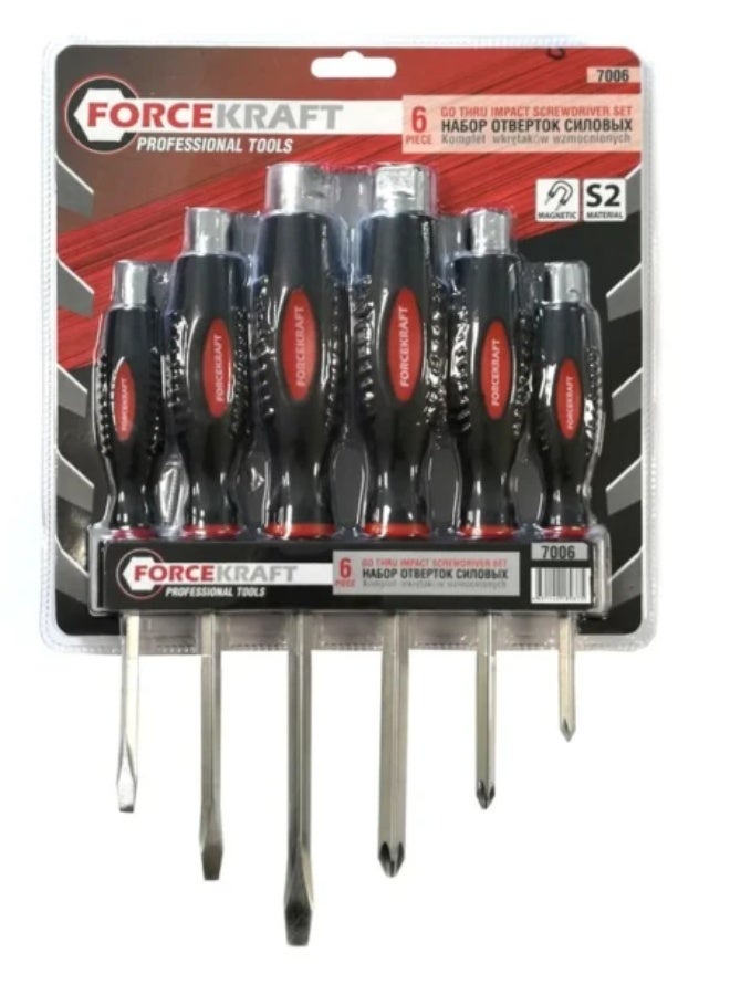 Magnetic go-through screwdriver set "profi" 6pcs
