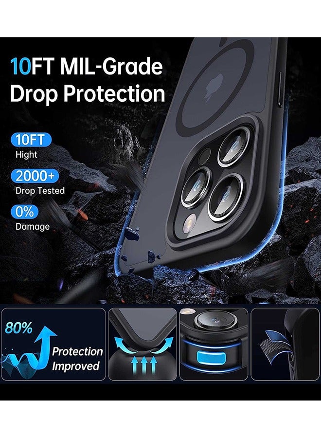 جراب MagSafe لهاتف iPhone 16 Pro Max، غطاء حماية مغناطيسي مضاد للصدمات، جراب هاتف شفاف غير لامع مع مغناطيس قوي، جراب نحيف لهاتف Apple 16 Pro Max مقاس 6.9 بوصة (2024) (أسود) - Image 4
