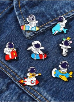 Excefore Metal Astronaut Enamel Pins Set, for Jackets Backpack Shirt Lapel Badges Pins Aesthetic Brooch, 7 Packs  - Image 2