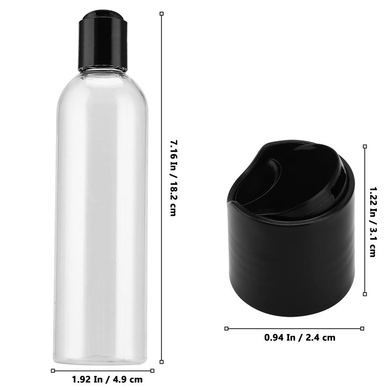 MUKLEI 40 Pack 8 Oz Plastic Bottles with Disc Top Caps, Refillable Clear Travel Squeeze Lotion Bottles Containers with Black Bulk Disc Cap for Shampoo, Body Wash, Creams, Soap - Image 2