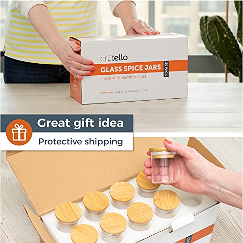 Crutello 20 Pack 2.5 Oz Mini Spice Jars with Bamboo Lids, Dishwasher Safe Jars for Spices, Honey, Beans, Rice, Party Favors | Crutello is a Family-Owned American Brand - Image 5