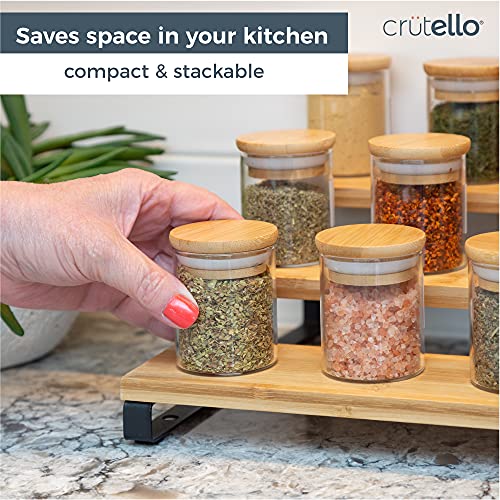 Crutello 20 Pack 2.5 Oz Mini Spice Jars with Bamboo Lids, Dishwasher Safe Jars for Spices, Honey, Beans, Rice, Party Favors | Crutello is a Family-Owned American Brand - Image 3