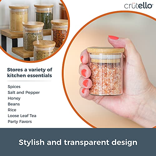 Crutello 20 Pack 2.5 Oz Mini Spice Jars with Bamboo Lids, Dishwasher Safe Jars for Spices, Honey, Beans, Rice, Party Favors | Crutello is a Family-Owned American Brand - Image 4