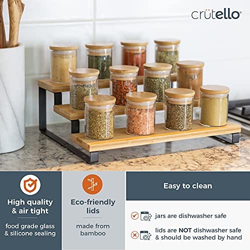 Crutello 20 Pack 2.5 Oz Mini Spice Jars with Bamboo Lids, Dishwasher Safe Jars for Spices, Honey, Beans, Rice, Party Favors | Crutello is a Family-Owned American Brand - Image 2