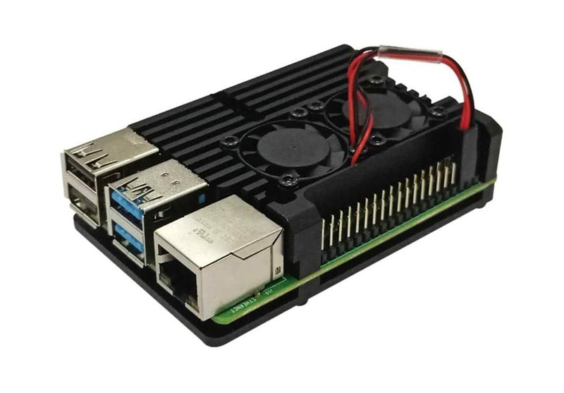 Metal Aluminum Case with Double Fans for 4B (Black)