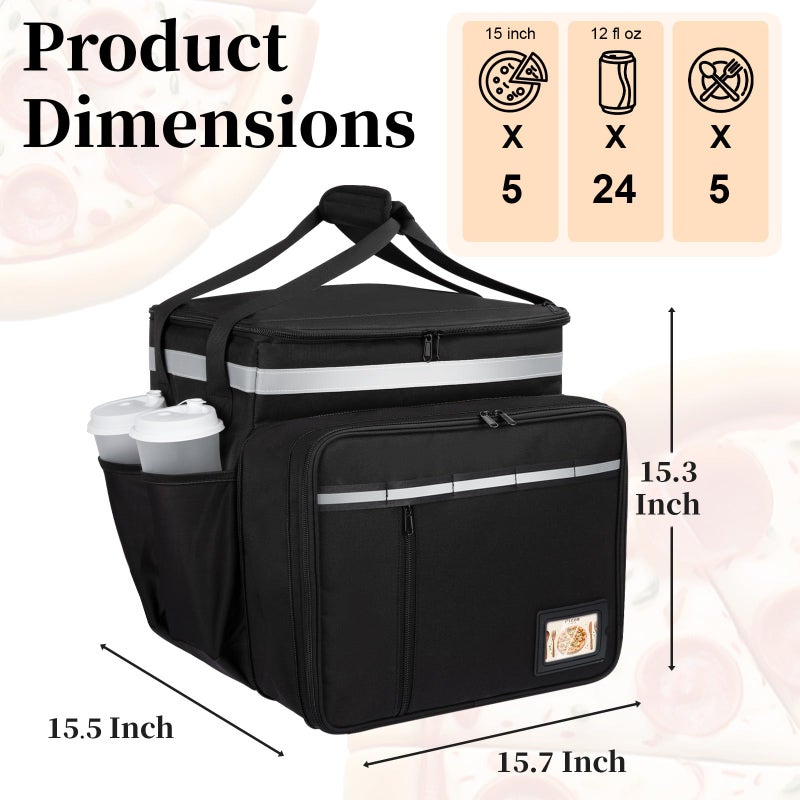 Wigojoy Food Delivery Backpack, Expandable Delivery Backpacks for Hot/Cold with Reflective Strips and Cup Holder. Bike Delivery Bag Backpack Suitable for Uber Eats, DoorDash, and Camping - Image 2