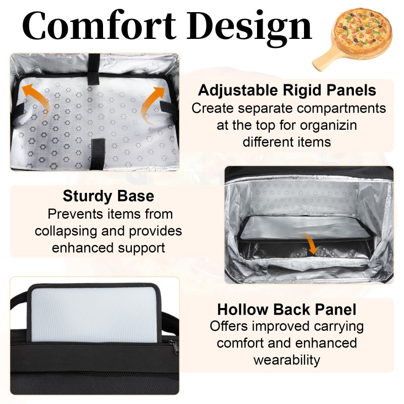 Wigojoy Food Delivery Backpack, Expandable Delivery Backpacks for Hot/Cold with Reflective Strips and Cup Holder. Bike Delivery Bag Backpack Suitable for Uber Eats, DoorDash, and Camping - Image 5
