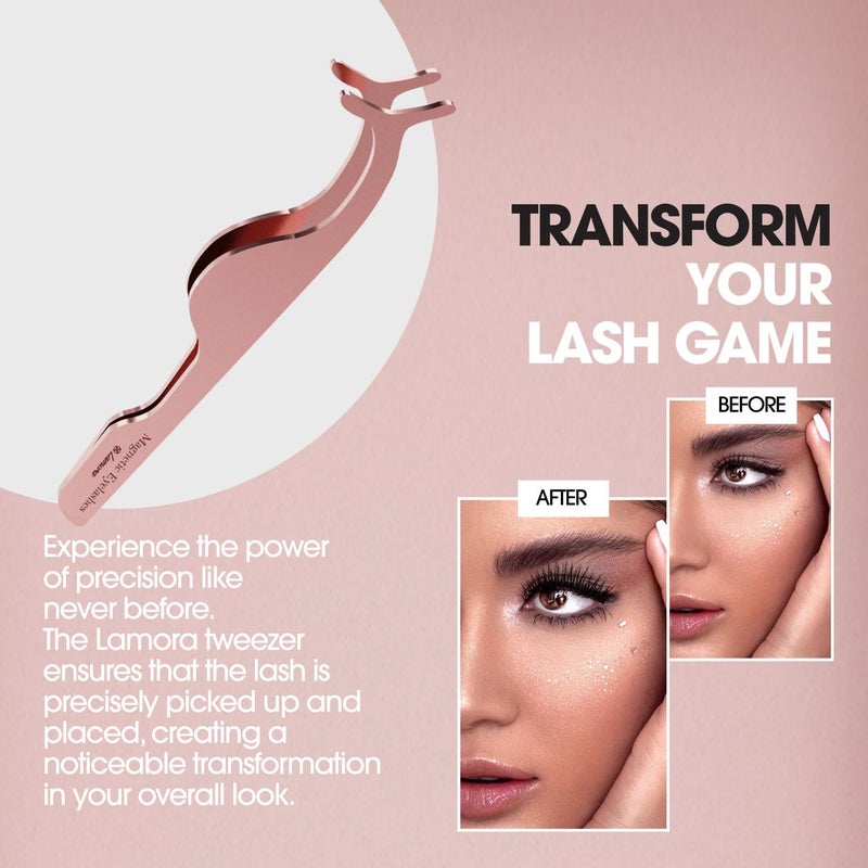 Lamora DIY Eyelash Extension Applicator Tool for Secure and Accurate Lash Placement and Easy Removal - Lightweight False Eyelash Tweezer Works with Clusters, Strip, Individual, and Magnetic Lashes - Image 5