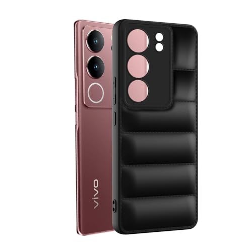Plus Puffer Case Camera Protection Soft Back Cover for Vivo V29 | V29 Pro 5G - Black - Image 3
