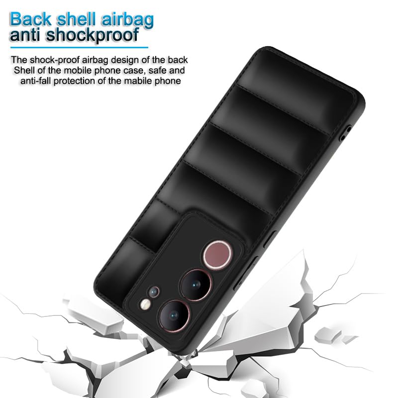 Plus Puffer Case Camera Protection Soft Back Cover for Vivo V29 | V29 Pro 5G - Black - Image 4