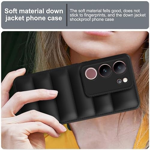 Plus Puffer Case Camera Protection Soft Back Cover for Vivo V29 | V29 Pro 5G - Black - Image 5