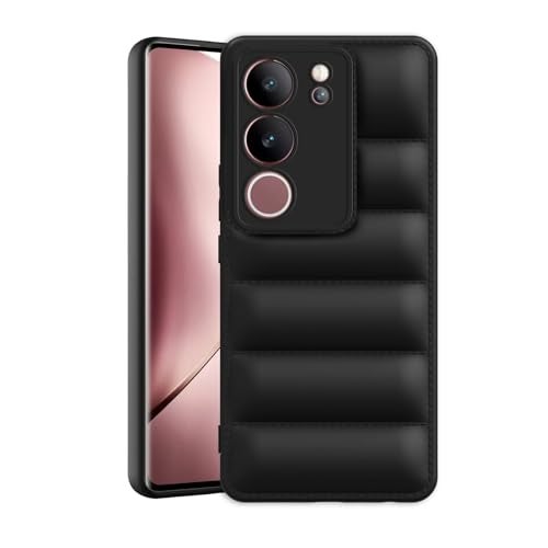 Plus Puffer Case Camera Protection Soft Back Cover for Vivo V29 | V29 Pro 5G - Black - Image 1