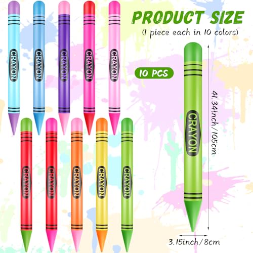 Glimin 10 Pcs 4134 Inch Jumbo Inflatable Crayons Neon Blow up Crayons Large Inflate Crayon Party Favors Giant Crayon Prop for Birthday Party Supplies Classroom Back to School Decorations - Image 5