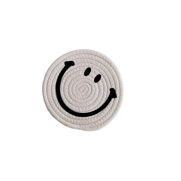 cleanex india Smiley Jute Tea Coasters – Eco-Friendly, Durable Drink Coasters for Glass Cups with Fun & Charming Design Round Reversible Jute Coaster (Pack of 1) - Image 1