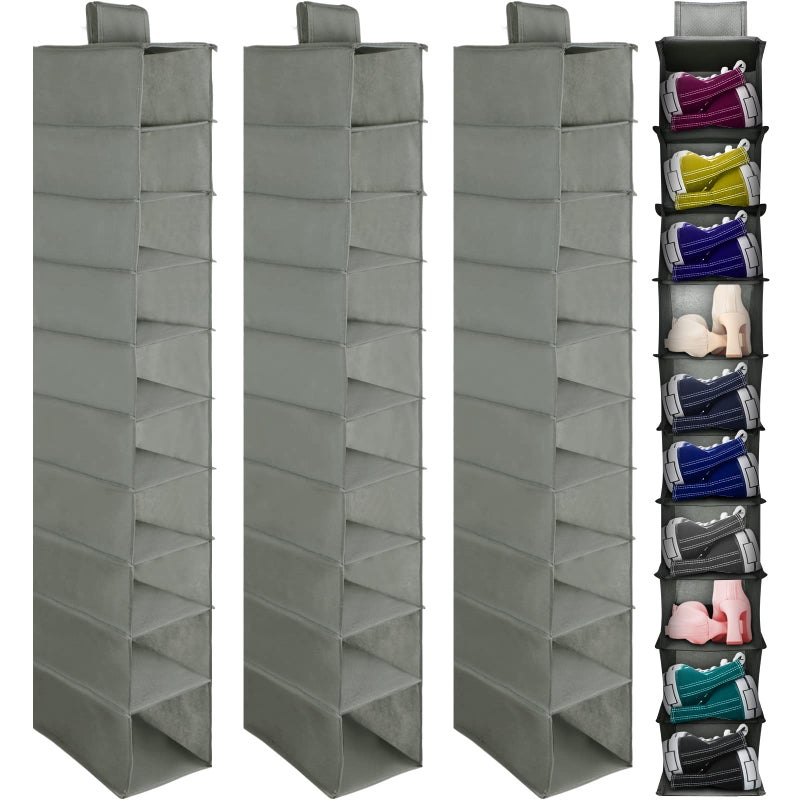 Kenning 4 Pack Hanging Shoe Shelves 10 Shelf Hanging Shoe Organizer Holder for Hats Purses Handbags Closet Space Saving 