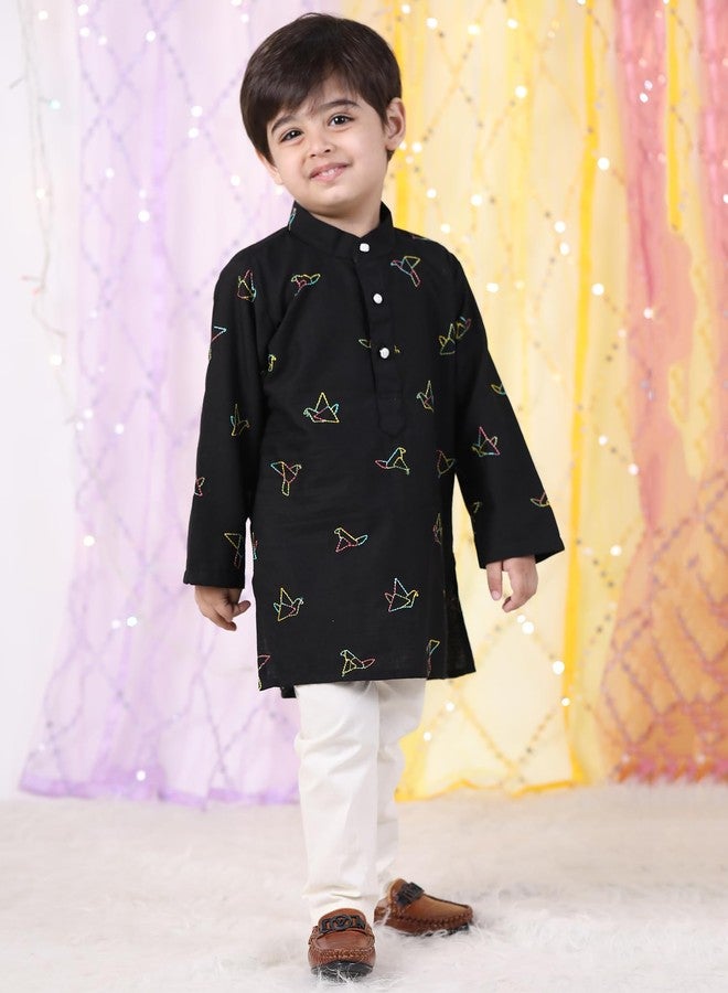 POLKA TOTS Boys Cotton Kurta Pajama Set | Printed Full Sleeve Kids Ethnic Outfit for Festivals, Weddings & Parties (Origami Print, 9-12 M) - Image 4
