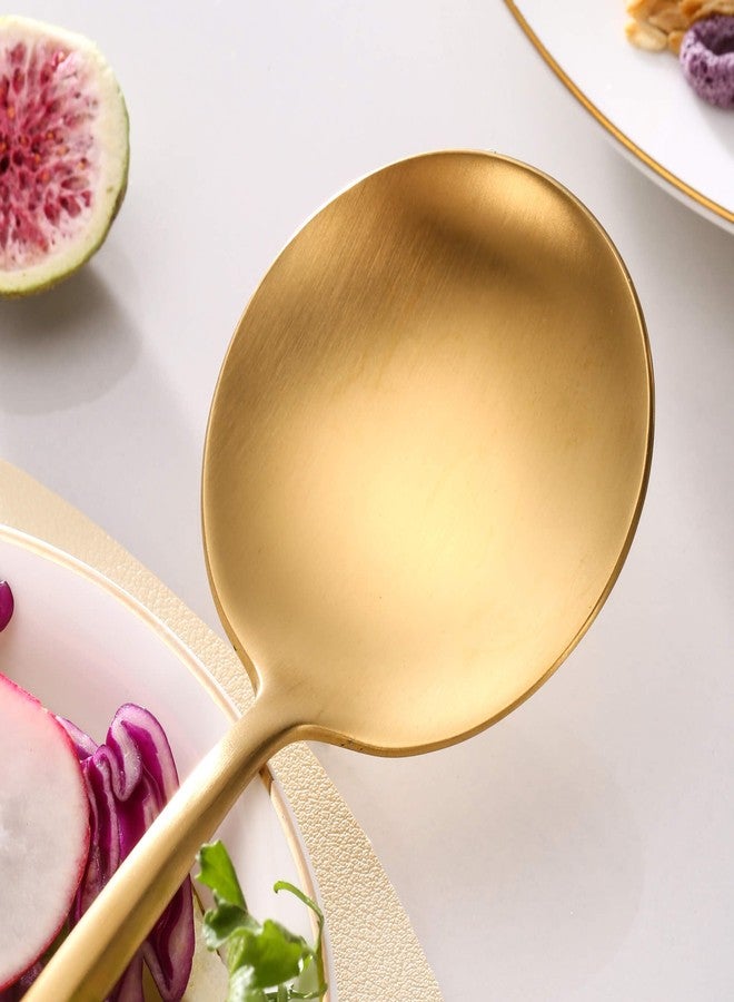 Lemeya Gold Salad Serving Utensils,Serving Spoons Stainless Steel,2Pcs Long Handle Salad Servers 11.42 Inch,Salad Utensils for Serving,Matte Finish,Dishwasher Safe - Image 4