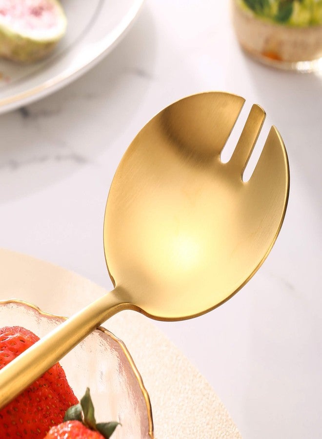 Lemeya Gold Salad Serving Utensils,Serving Spoons Stainless Steel,2Pcs Long Handle Salad Servers 11.42 Inch,Salad Utensils for Serving,Matte Finish,Dishwasher Safe - Image 5