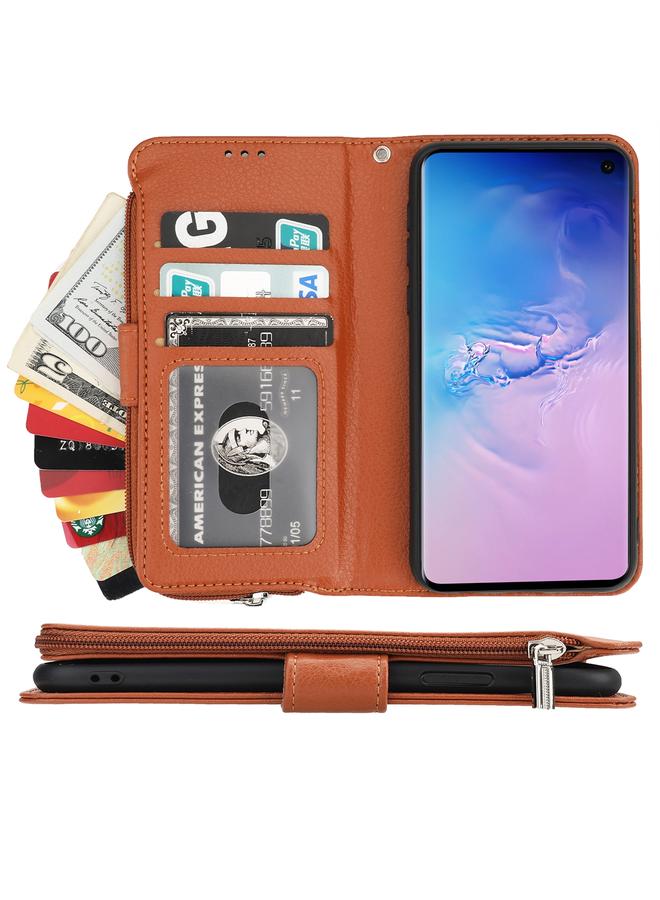 اس-توب جراب لهاتف Samsung Galaxy S10e مصنوع من جلد مايكروفايبر بسحاب أفقي قابل للطي - Image 4