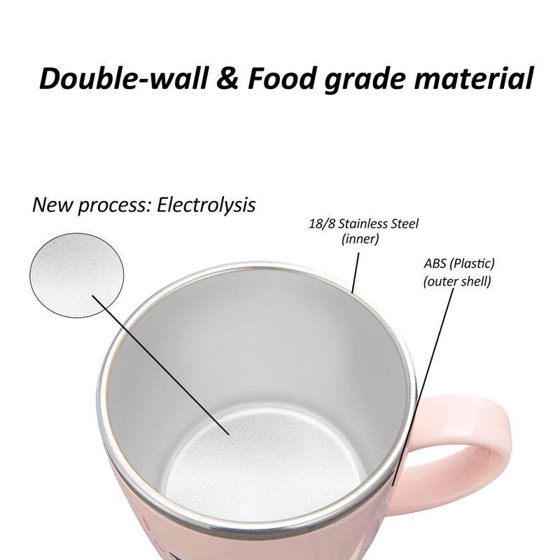 Valueder Kids Baby Toddler Cups Mug Sippy Learning Trainer Cup for Milk Coffee Hot Chocolate Stainless Steel Trainer Straw Cup with Lid, Rabbit, 7oz/Peacock pink - Image 5
