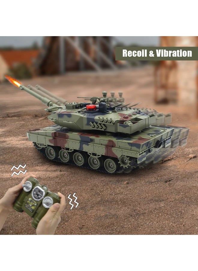 Fistone 1/24 Scale 2.4G RC Tanks Set: T90 & Leopard Battle Tanks with Realistic Sounds, Lights, Life Indicators, Spray, Ideal Gift for Kids & Adults - Image 5