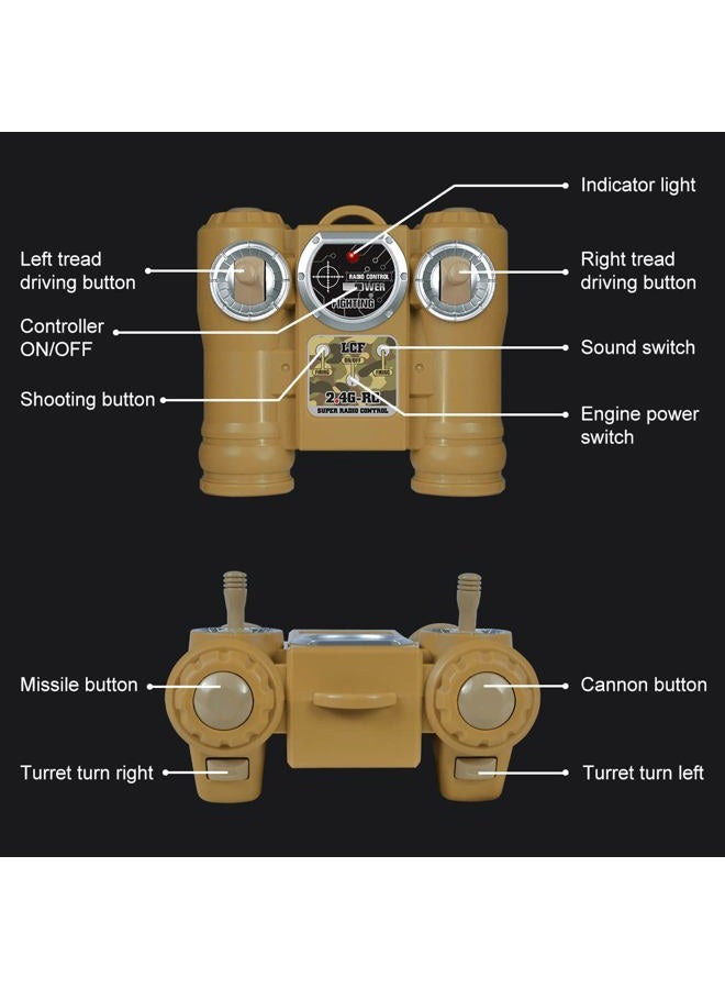 Fistone 1/24 Scale 2.4G RC Tanks Set: T90 & Leopard Battle Tanks with Realistic Sounds, Lights, Life Indicators, Spray, Ideal Gift for Kids & Adults - Image 4