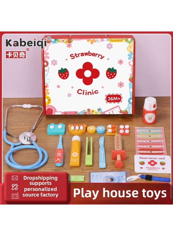 Children's Wooden Small Doctor Toy Doctor Nurse Injection Play House Boy Girl Stethoscope Baby Gift-Color:Gift Box Small Doctor [basic] + Nurse's Clothing  - Image 2