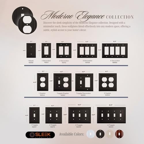 SLEEKLIGHTING Pack of 4 Wall Plate Outlet Switch Covers by SleekLighting | Black Architecture Wall plates| Variety of Styles: Rocker/Receptacle/Toggle / & Combo | Size: 1 Gang Decorator - Image 3