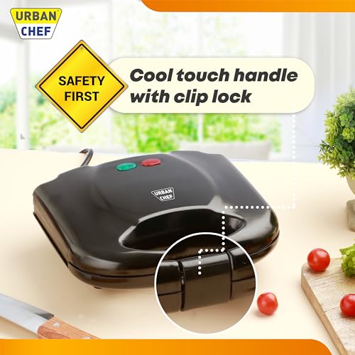 Urban Chef Sandwich Maker | 1 Year Warranty | Grill and Toast Electric, Grill Sandwich Maker, Toaster Griller, Sandwich Toaster, Thermostat Knob (750W, Black) - Image 2