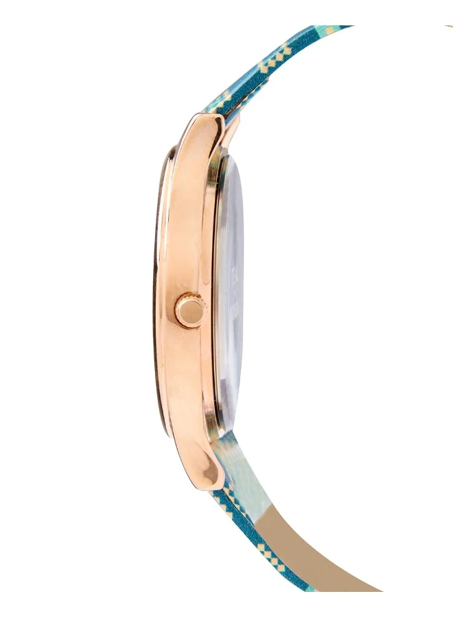 Chumbak TEAL by Chumbak Ethnic Touch Printed Strap Wrist Watch