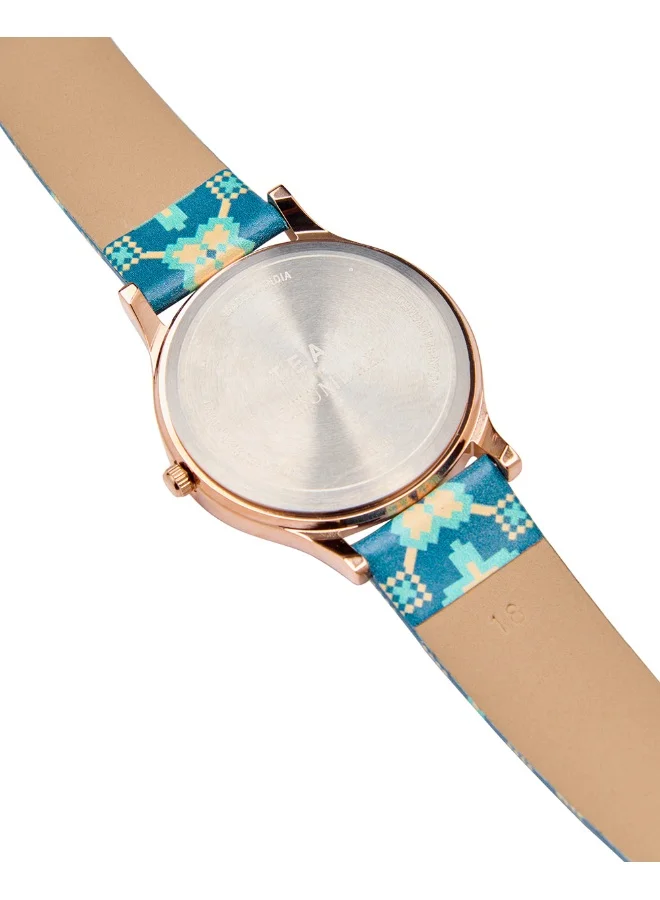 Chumbak TEAL by Chumbak Ethnic Touch Printed Strap Wrist Watch