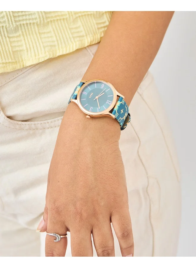 Chumbak TEAL by Chumbak Ethnic Touch Printed Strap Wrist Watch