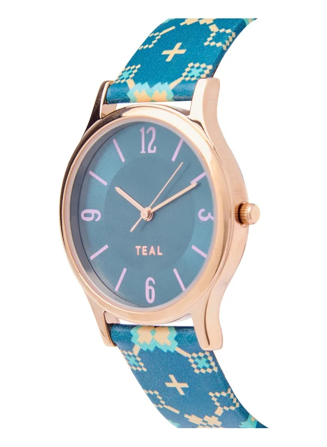 Chumbak TEAL by Chumbak Ethnic Touch Printed Strap Wrist Watch