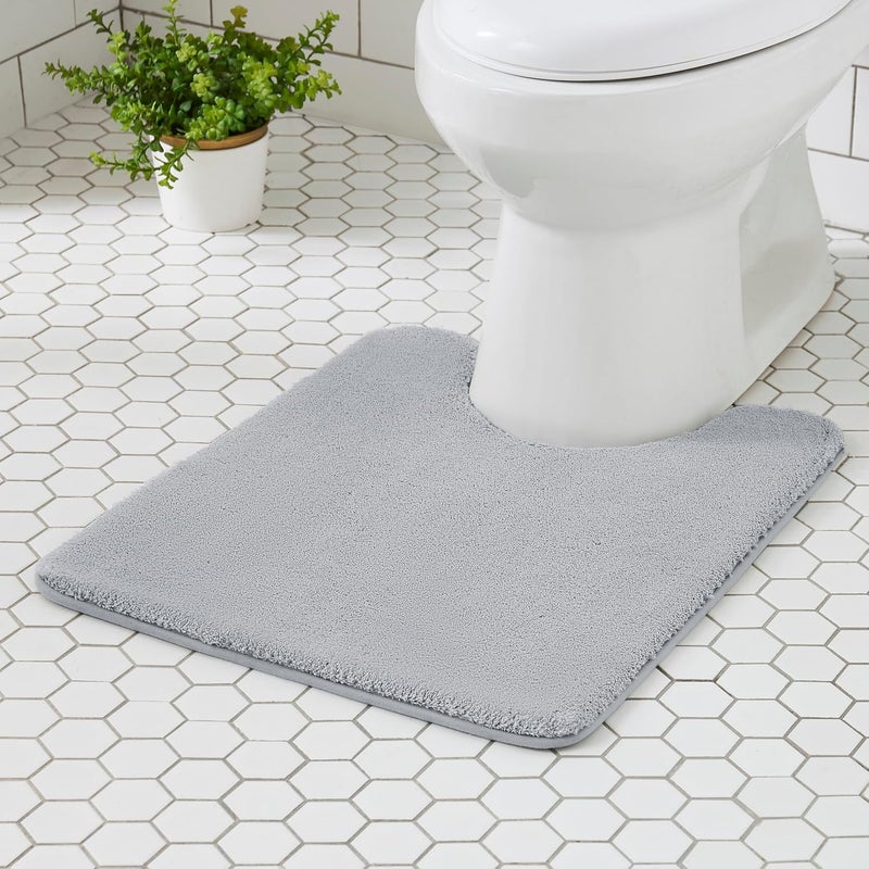 MINIDEAR Toilet Rugs 24x20 - U Shaped Light Grey Thick Elastic Foam Contour Rugs,Ultra Soft & Plush Fluffy, Non-Slip, Quick Dry, Absorbent Washable Floor Microfiber Mat for Home Decor Accessories - Image 1