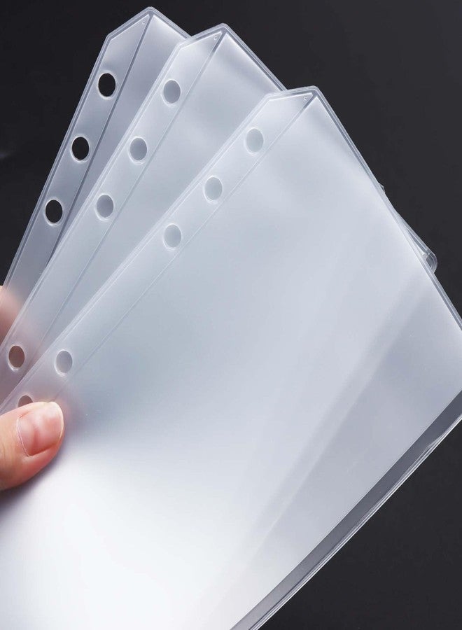 12 قطعة من جيوب المجلدات A6، مصنوعة من مادة PVC شفافة مزدوجة الجوانب، تحتوي على جيبين، وستة فتحات، ومغلفات جانبية مفتوحة بدون سحاب، لتنظيم النقود والأوراق النقدية. - Image 4