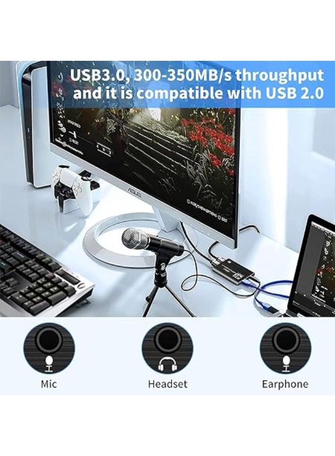 4K HDMI to USB 3.0 Video Capture Card with Loop Out 1080P 60FPS Game Recorder for Live Streaming Compatible with OBS Windows Linux Mac PS4 PS5 Gaming Devices - Image 3