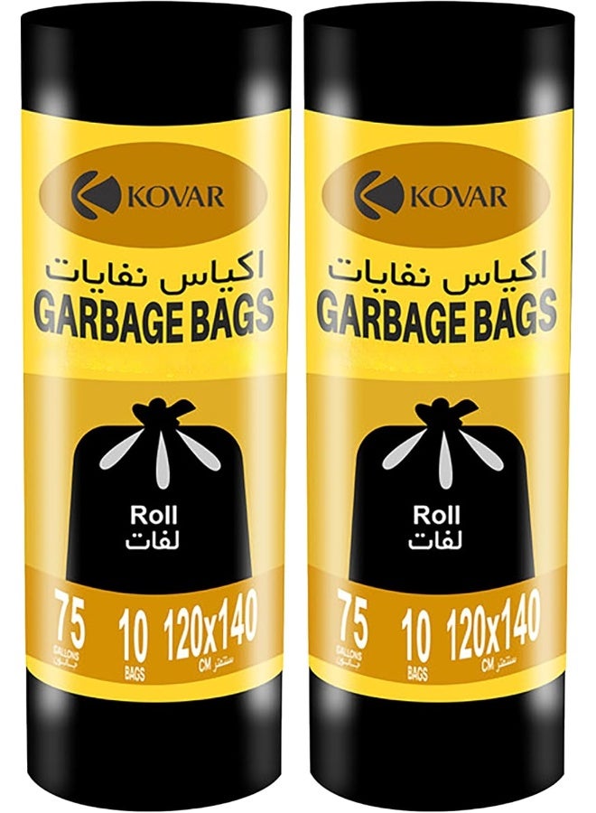 KOVAR Biodegradable & Antibacterial 75 Gallon Garbage Bags | Plastic Trash Bags | Leak-Proof Bin Bags for Wet & Dry Waste | 20 Pcs with 2-Pack Roll Set | Waste Bag for Indoor & Outdoor | 120cm x 140cm - Image 1