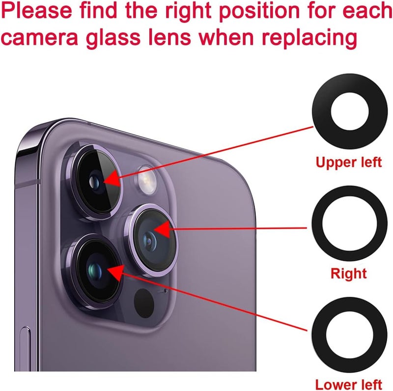 Perzework زجاج عدسة الكاميرا الخلفية البديل الأصلي لجهاز آيفون 14 برو وآيفون 14 برو ماكس مع لاصق مثبت مسبقًا وأدوات إصلاح - Image 5