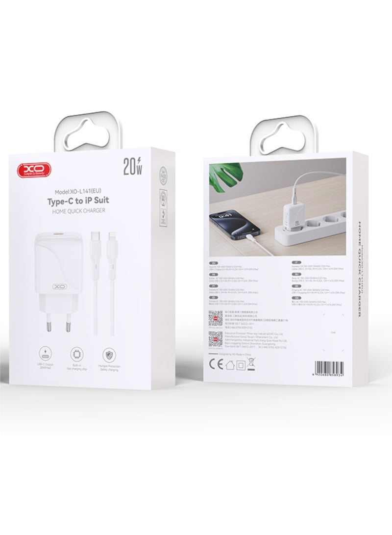 XO Iphone Lightning Fast Charger 20W with Cable  - Image 1