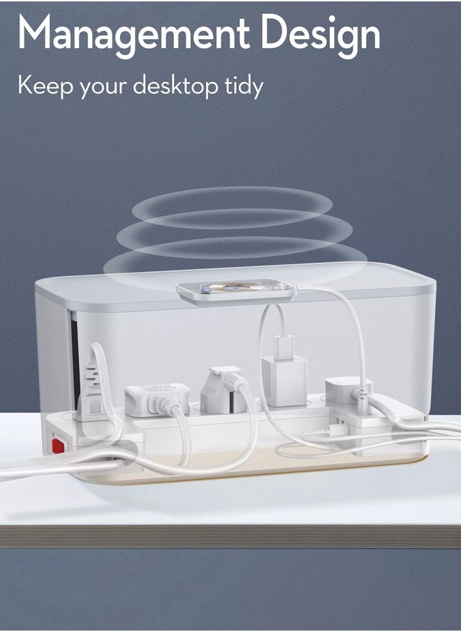 LDNIO - 3-in-1 USB-C Power Extension Cord with 15W Wireless Charger and Cable Management Box 5 Universal Outlets 20W USB-C PP 2 USB-A QC3.0 18W 2M Cable Power Strip Elegant Organizer Box (3 in 1) - Image 1