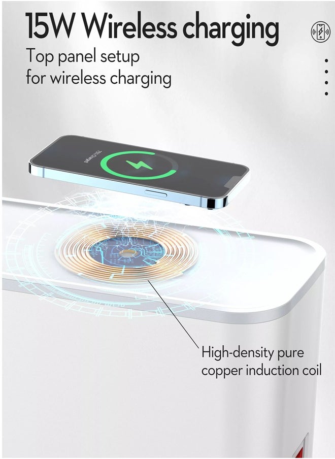 LDNIO - 3-in-1 USB-C Power Extension Cord with 15W Wireless Charger and Cable Management Box 5 Universal Outlets 20W USB-C PP 2 USB-A QC3.0 18W 2M Cable Power Strip Elegant Organizer Box (3 in 1) - Image 1