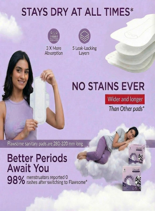 Flawsome Sanitary Pads for GIrls and Women | Rash Free Pad | Ultra Soft Pads | 100% Organic Cotton | Size-XL (Pack of 20-XL) - Image 2