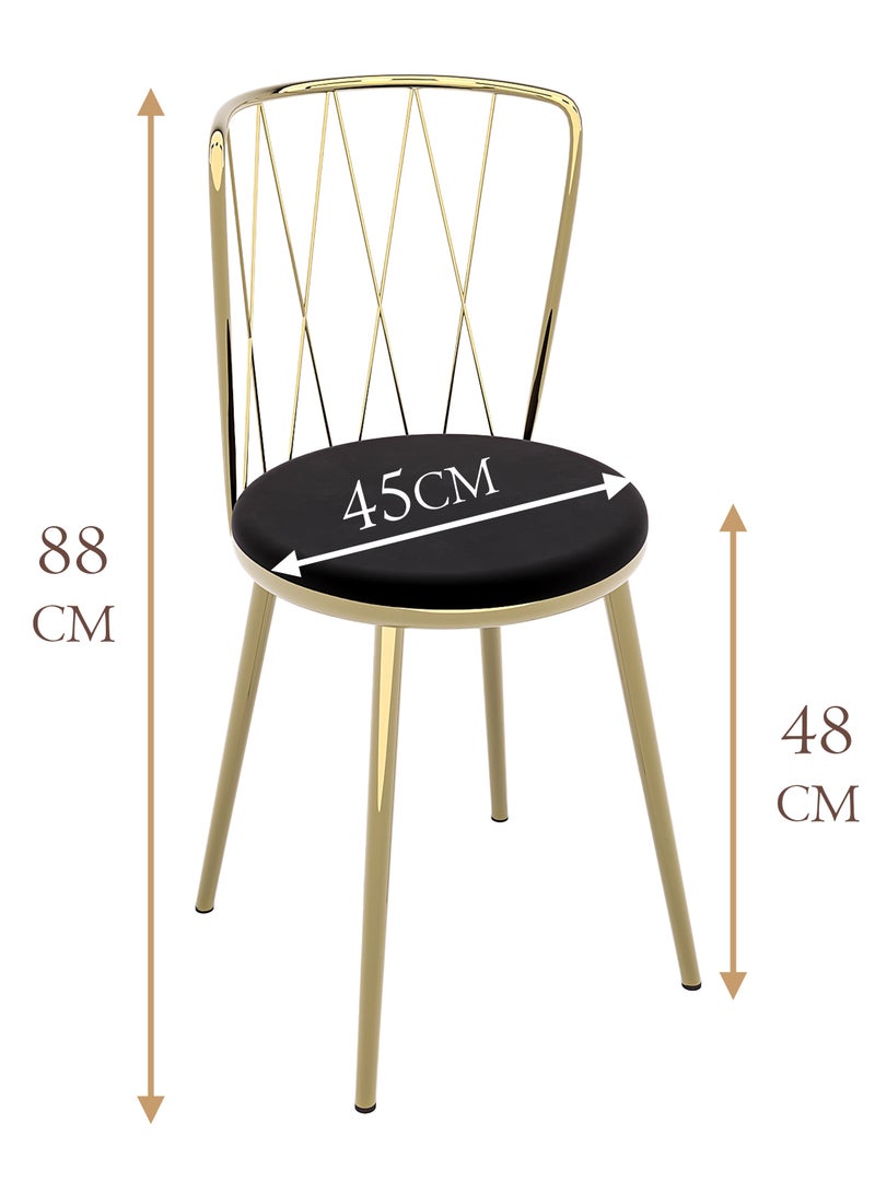 DANTA HOME Dressing Chair With Comfortable Velvet Seat For Makeup Table, Study And Work, With A Solid Metal Structure - Black/Gold  - Image 4