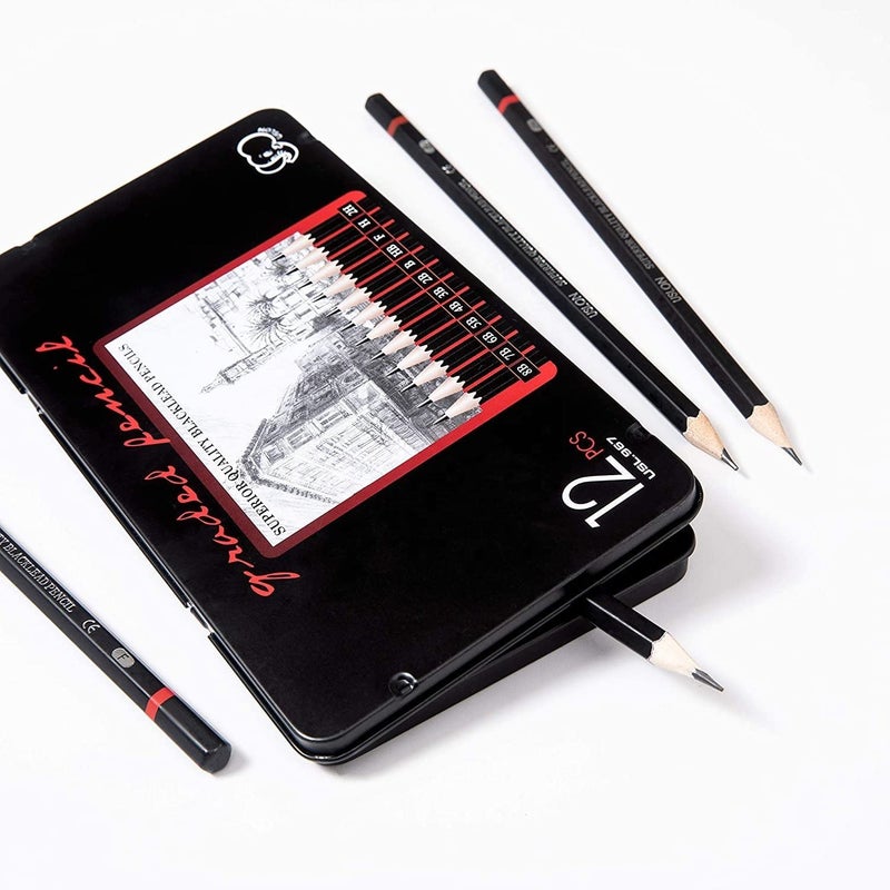DaKos 41 pcs. Professional Sketching Set for Artists, Drawing Tool Kit for Beginners, Complete Sketching Pencil Set for Kids with Easy Carry Canvas Rolling Pouch & Storage Box - Image 3