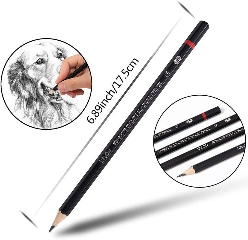 DaKos 41 pcs. Professional Sketching Set for Artists, Drawing Tool Kit for Beginners, Complete Sketching Pencil Set for Kids with Easy Carry Canvas Rolling Pouch & Storage Box - Image 4