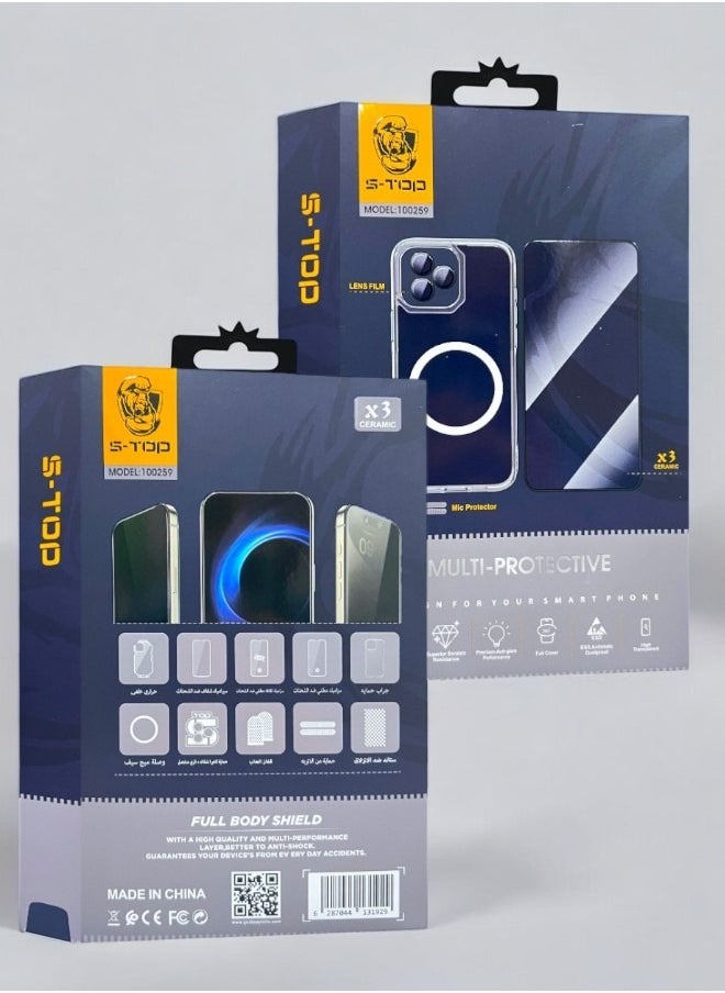S-TOP - The new full protection package for iPhone 16 Pro, with a cover that supports wireless charging (MagSafe), complete protection for your device against scratches and falls, the original package from S-TOP - Image 1