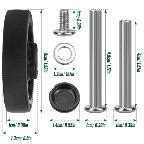 Zoofen 8 Pcs Luggage Replacement Wheels 50 x 11mm Double Luggage Wheels Rubber Suitcase Replacement CastersBlack - Image 3