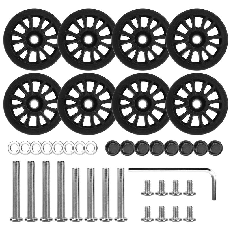 Zoofen 8 Pcs Luggage Replacement Wheels 50 x 11mm Double Luggage Wheels Rubber Suitcase Replacement CastersBlack - Image 2