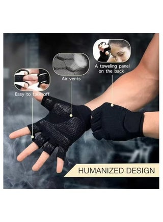 Workout Gloves for Men and Women, Exercise Gloves for Weight Lifting, Cycling, Gym, Training, Breathable and Snug fit (Black) - view 2