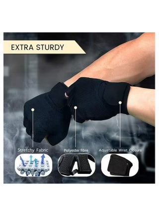 Workout Gloves for Men and Women, Exercise Gloves for Weight Lifting, Cycling, Gym, Training, Breathable and Snug fit (Black) - view 4